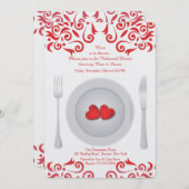 Harten op een Bord repetitie Dinner Invitation Kaart (Voorkant / Achterkant)