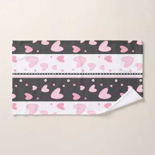 Harten op een grijze en witte achtergrond handdoek (Handdoek)