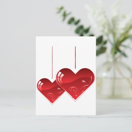 Harten op een Koord Briefkaart (Staand voorkant)