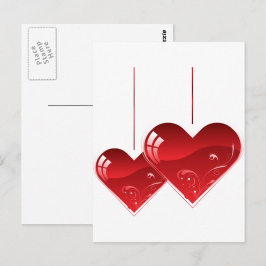 Harten op een Koord Briefkaart (Voorkant / Achterkant)