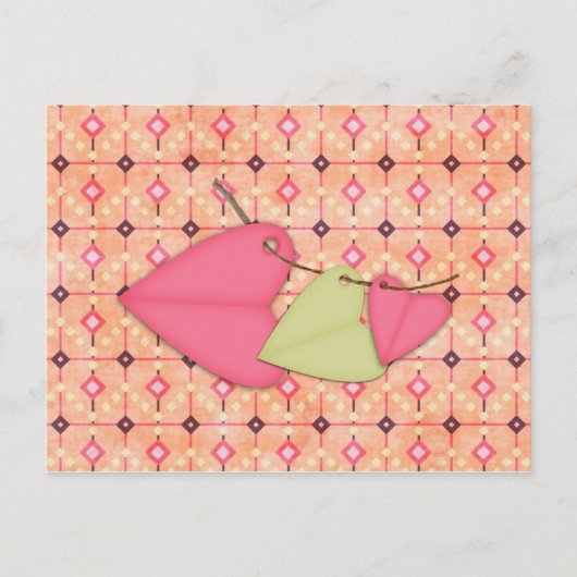 Harten op een Koord Briefkaart (Voorkant)