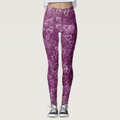Harten op een Motley Paarse achtergrond Leggings (Voorkant)