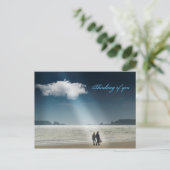 Harten op een strand. briefkaart (Staand voorkant)