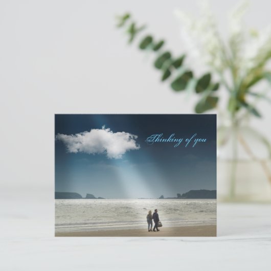 Harten op een strand. briefkaart (Staand voorkant)