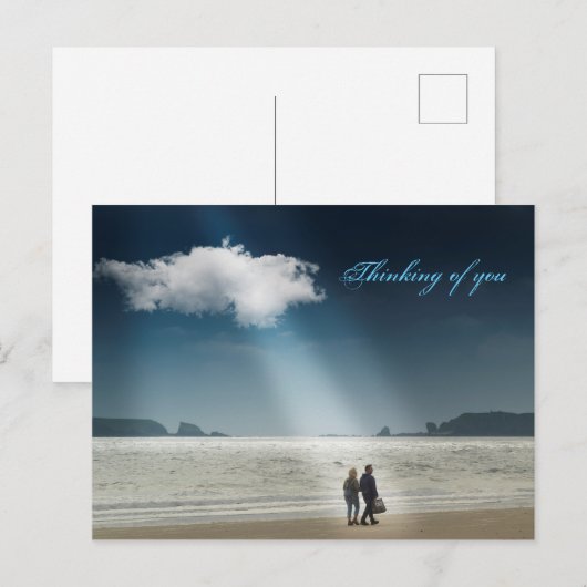 Harten op een strand. briefkaart (Voorkant / Achterkant)