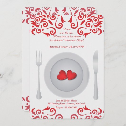 Harten op een uitnodiging van de Valentijnsdag van (Voorkant / Achterkant)