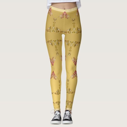  Harten op Golden Ochre Leggings (Voorkant)