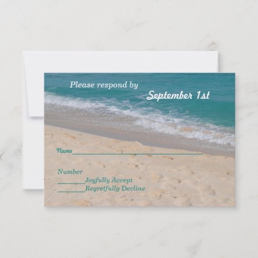 Harten op het strand bruiloft RSVP Kaart (Voorkant)