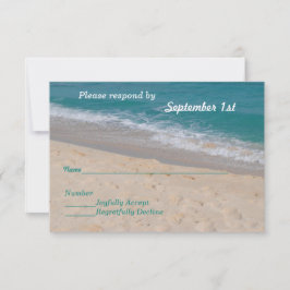 Harten op het strand bruiloft RSVP Kaart