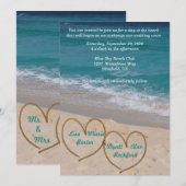 Harten op het strand bruiloft uitnodiging (Voorkant / Achterkant)
