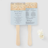 Harten op het strand Huwelijksceremonieprogramma H Handwaaier (Voorkant en achterkant)