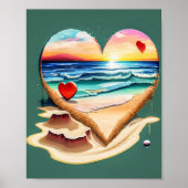 Harten op het strand poster (Voorkant)