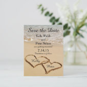 Harten op het strand Save the Date Kaart (Staand voorkant)