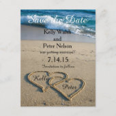Harten op het strand save the date kaart (Voorkant)