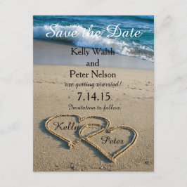 Harten op het strand Save the Date kaart