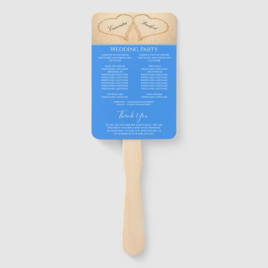 Harten op het strand Trouwceremonieprogramma Hand  Handwaaier (Achterkant)