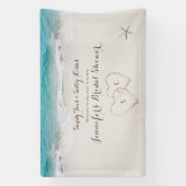 Harten op het strand vrijgezellenfeest welkom spandoek (Verticaal)