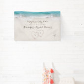 Harten op het strand vrijgezellenfeest welkom spandoek (Insitu)