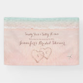 Harten op het strand vrijgezellenfeest welkom spandoek (Horizontaal)