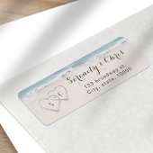 Harten op het zandstrand retouradres etiket