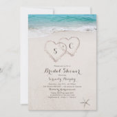 Harten op het zandstrand vrijgezellenfeest kaart (Voorkant)