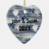 Harten op hout, Seizoengroeten Keramisch Ornament (Rechts)