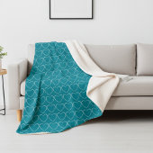 Harten op levendig blauw sherpa deken