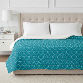 Harten op levendig blauw sherpa deken