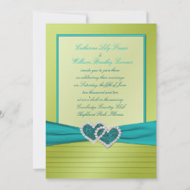 Harten op Limoen Pleats met Turquoise Invitation Kaart