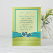 Harten op Limoen Pleats met Turquoise Invitation Kaart (Staand voorkant)