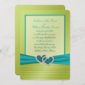 Harten op Limoen Pleats met Turquoise Invitation Kaart (Voorkant / Achterkant)