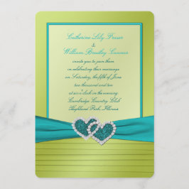 Harten op Limoen Pleats met Turquoise Invitation Kaart