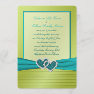 Harten op Limoen Pleats met Turquoise Invitation Kaart