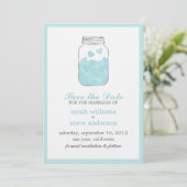 Harten op  Mason Jar Wedding Save the Date (Staand voorkant)