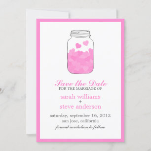 Harten op  Mason Jar Wedding Save the Date