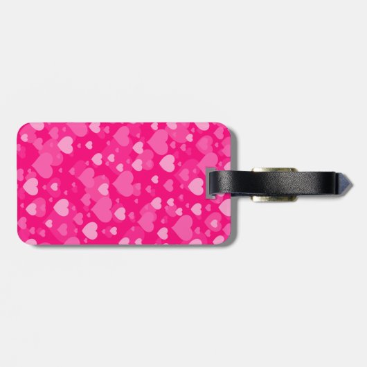 Harten op meisjesroze bagagelabel (Achterkant horizontaal)