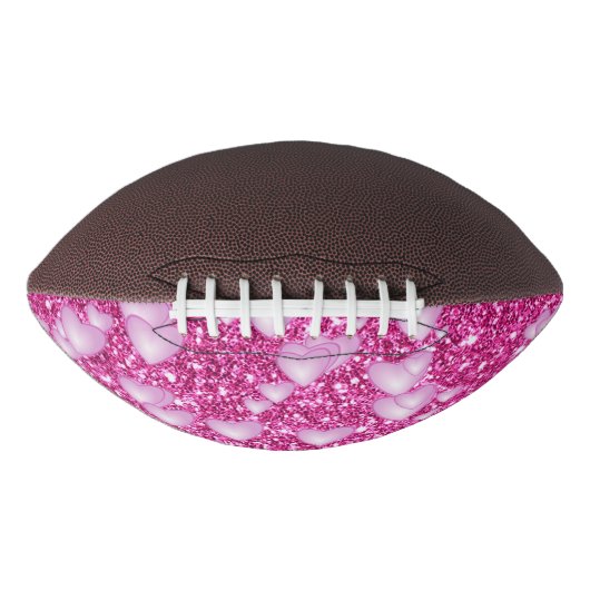 Harten op mousserende glitterafdruk, roze american football (Voorkant)