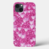 Harten op mousserende glitterafdruk, roze Case-Mate iPhone case (Achterkant)