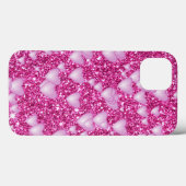 Harten op mousserende glitterafdruk, roze Case-Mate iPhone case (Achterkant (horizontaal))