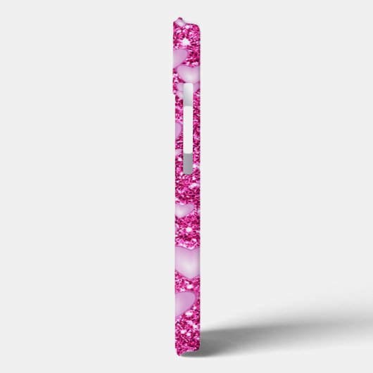 Harten op mousserende glitterafdruk, roze Case-Mate iPhone case (Achterkant / Links)