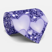 Harten op mousserende glitterafdrukken, blauw stropdas (Opgerold)