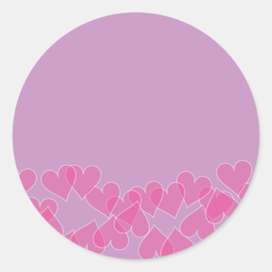 Harten op Paarse stempels Ronde Sticker (Voorkant)