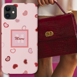 Harten op pastel roze in roze tot rood ombre Case-Mate iPhone case