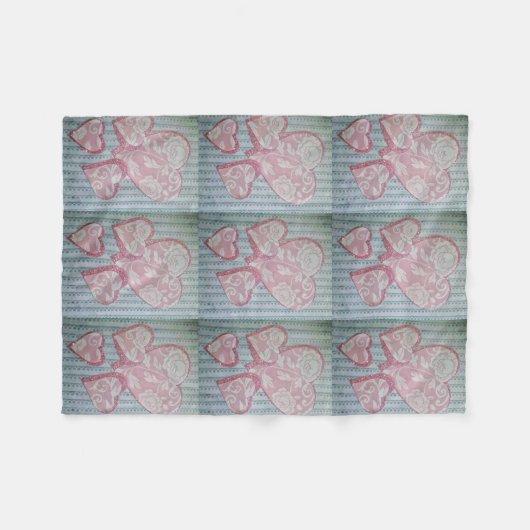 Harten op plaats fleece deken (Voorkant (Horizontaal))