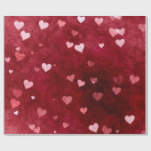 Harten op rode achtergrond cadeaupapier (Vlak)