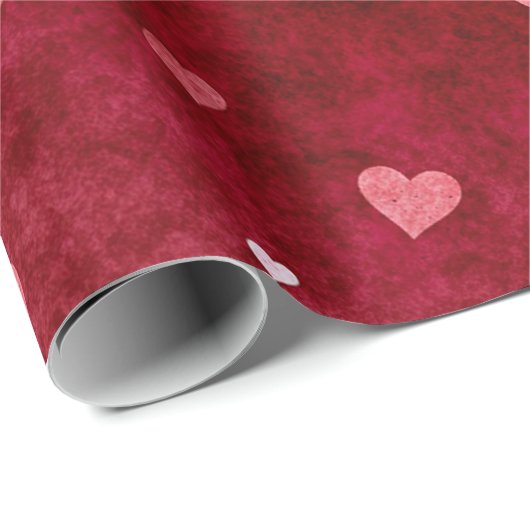 Harten op rode achtergrond cadeaupapier (Rol Hoek)