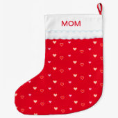 Harten op Rode Moeder Kerst Sock Grote Kerstsok (Achterkant)