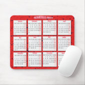 Harten op rode mousepad/ kalender muismat (Met muis)