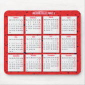 Harten op rode mousepad/ kalender muismat (Voorkant)
