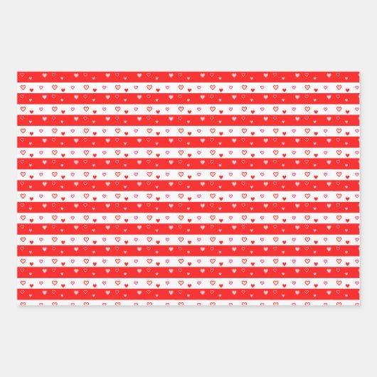 Harten op rood en wit inpakpapier vel (Voorkant 2)